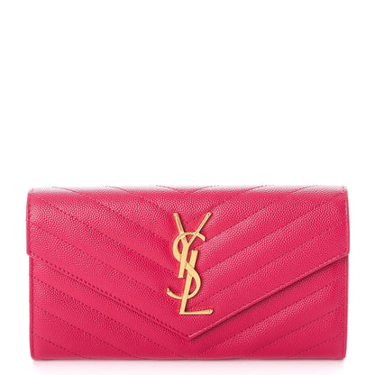 Saint Laurent Grain De Poudre Matelasse Chevron Monogram Wallet Bubblegum 1 of 9