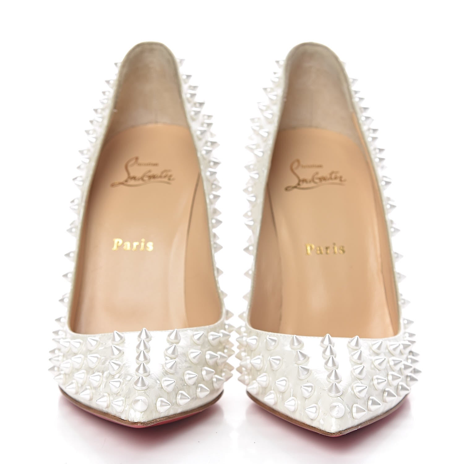 Christian Louboutin Patent Follies Spikes 100 Pumps 39.5 White 2 of 8
