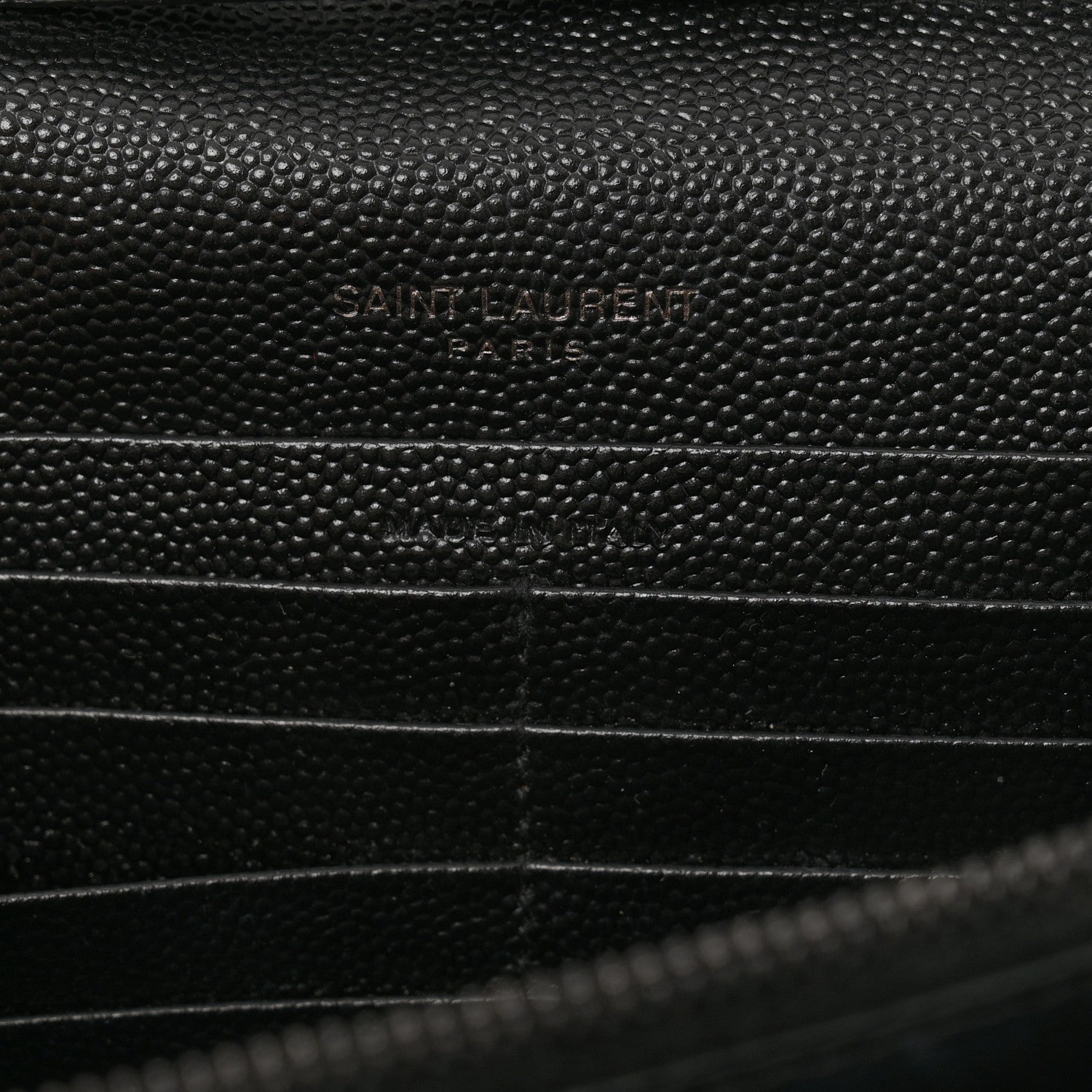 Saint Laurent Grain De Poudre Matelasse Chevron Monogram Monochrome Chain Wallet Black 7 of 13