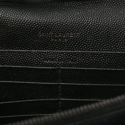 Saint Laurent Grain De Poudre Matelasse Chevron Monogram Monochrome Chain Wallet Black 7 of 13