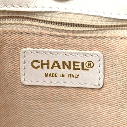 Chanel Lambskin Canvas CC Olsen Chain Shoulder Bag White Grey 6 of 10