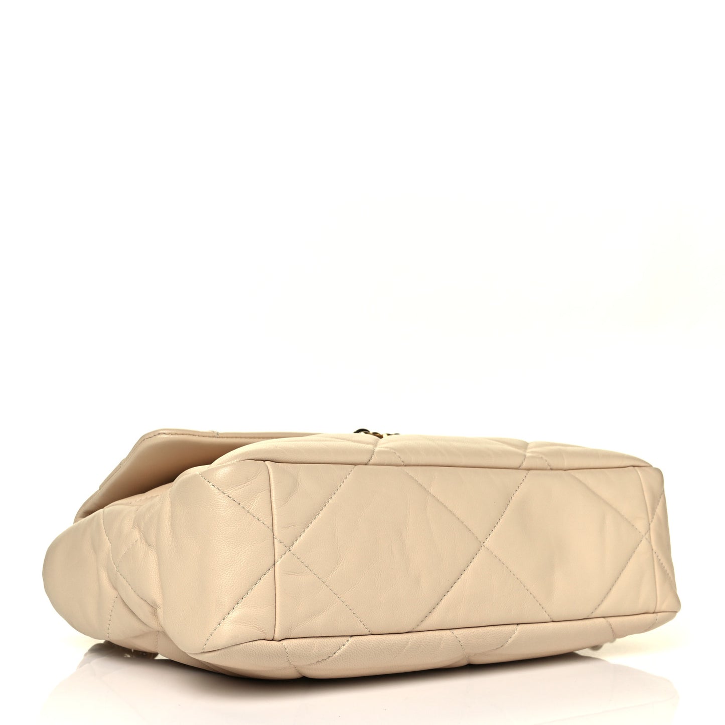 Lambskin Quilted Large Chanel 19 Flap Dark Beige