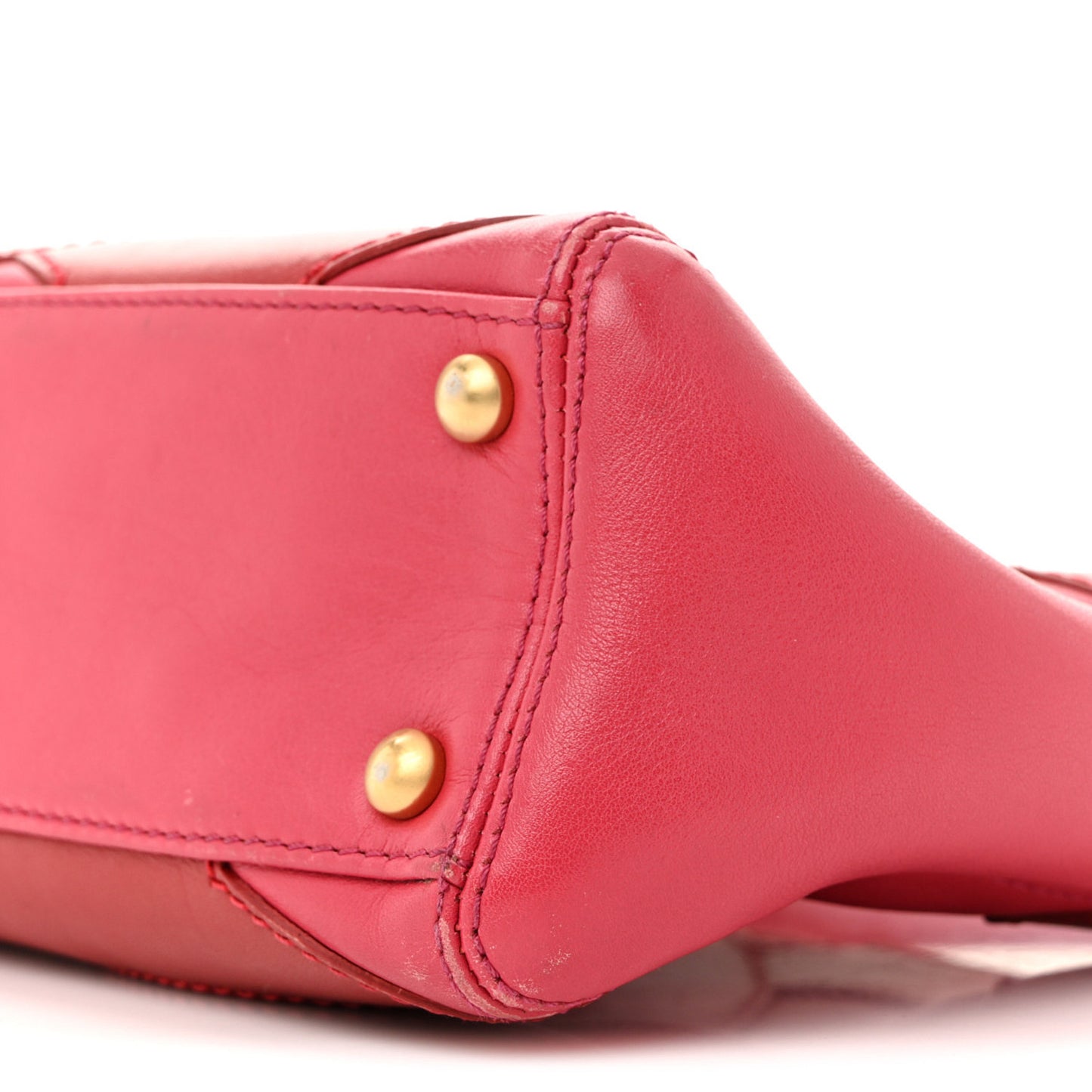Calfskin Small CC Stitched Shoulder Bag Pink Red