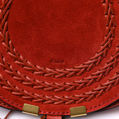 Chloe Suede Calfskin Braided Mini Marcie Round Crossbody Bag Red 9 of 11