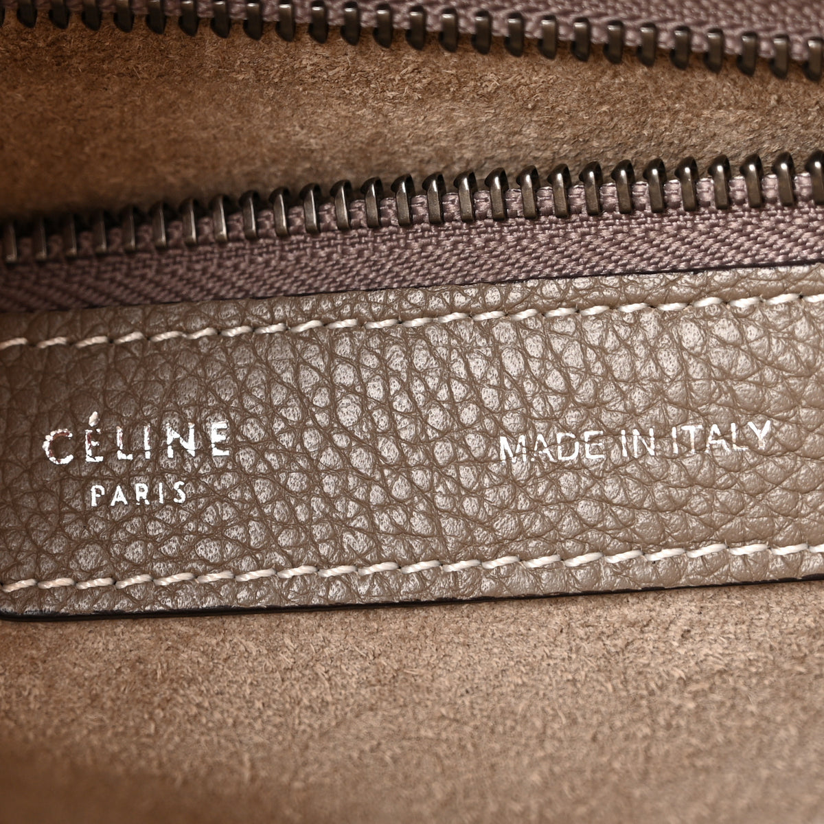 Celine Drummed Calfskin Micro Luggage Souris 6 of 11