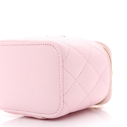 Chanel Lambskin Quilted Mini Top Handle Vanity Case With Chain Light Pink 10 of 11