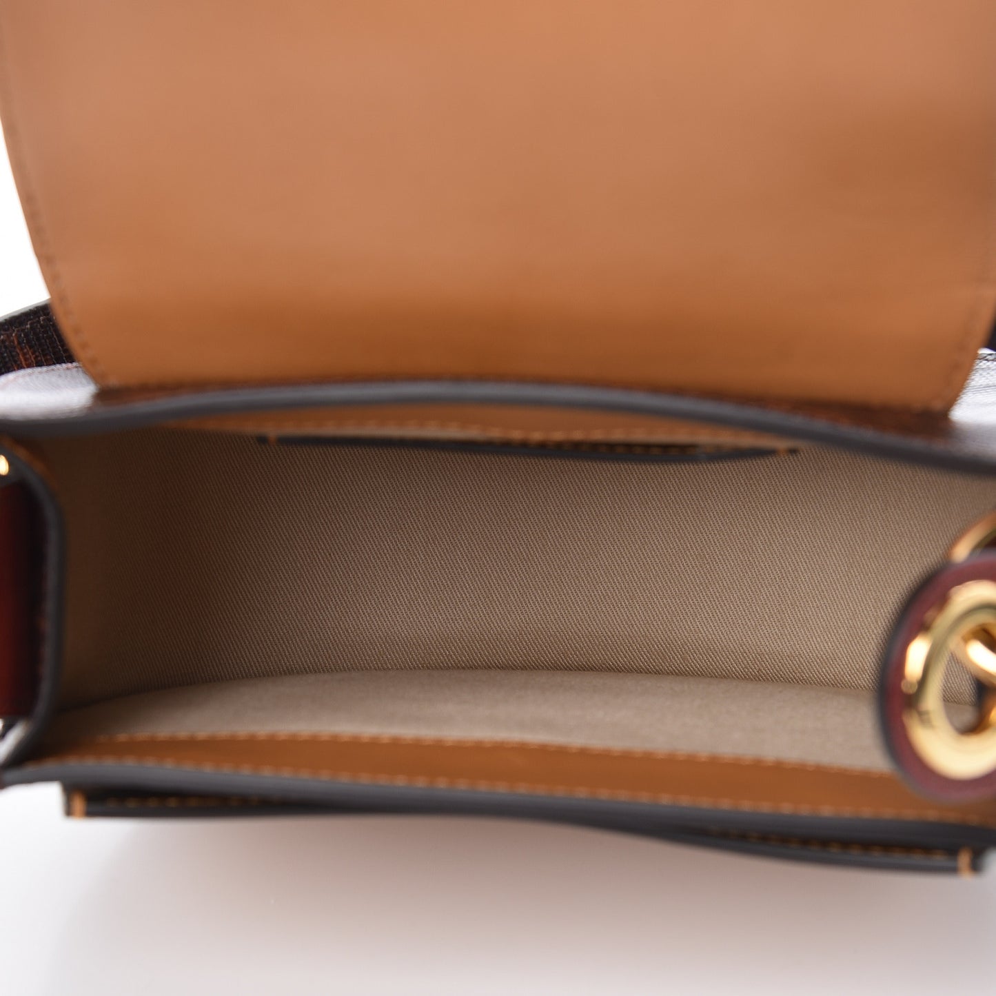 Calfskin Lizard Embossed Small Tess Bag Sepia Brown