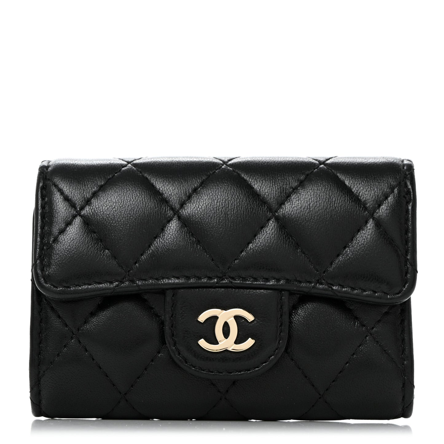 Lambskin Quilted Classic 4 Key Holder Wallet Black
