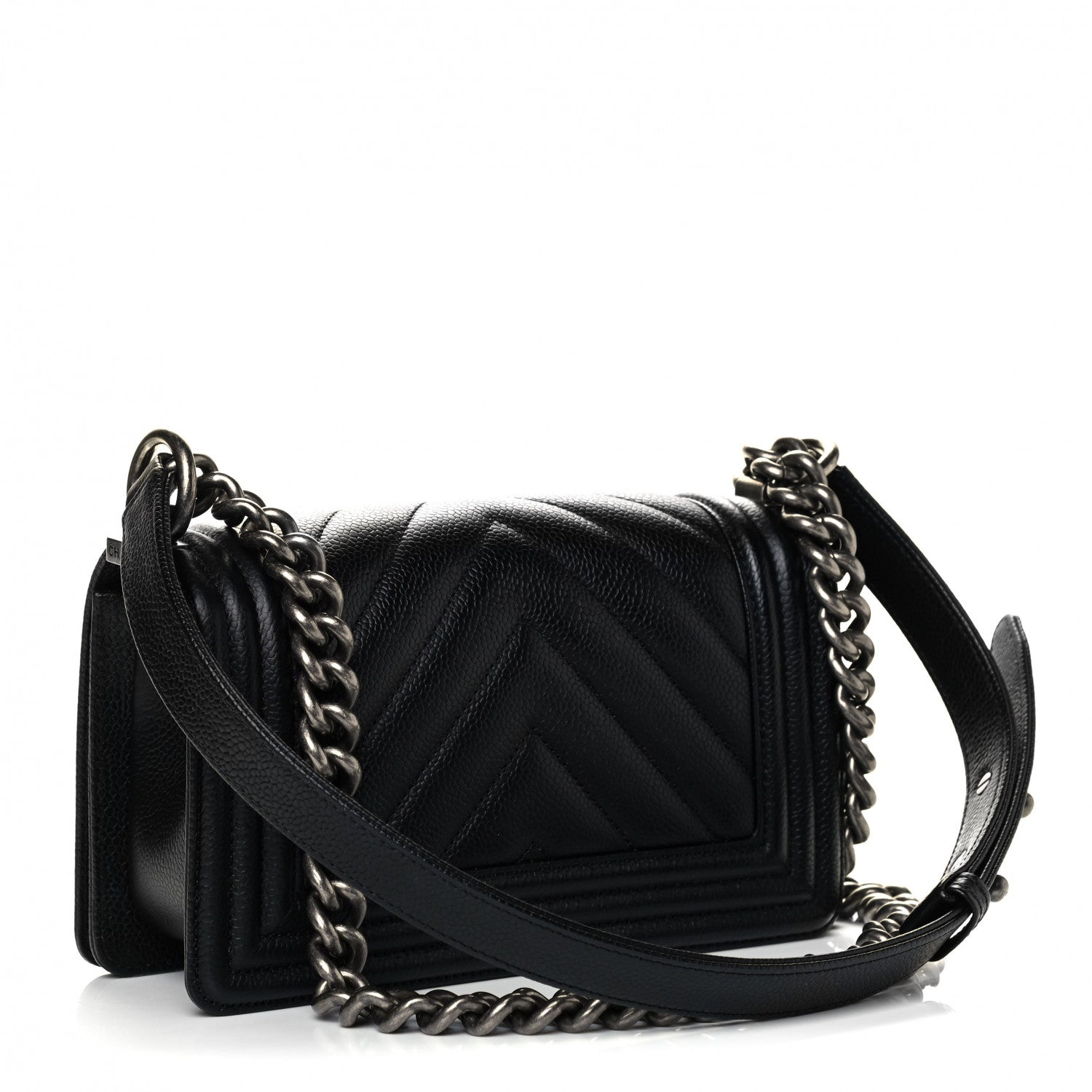 Chanel Caviar Chevron Quilted Small Boy Flap Black 2 of 4