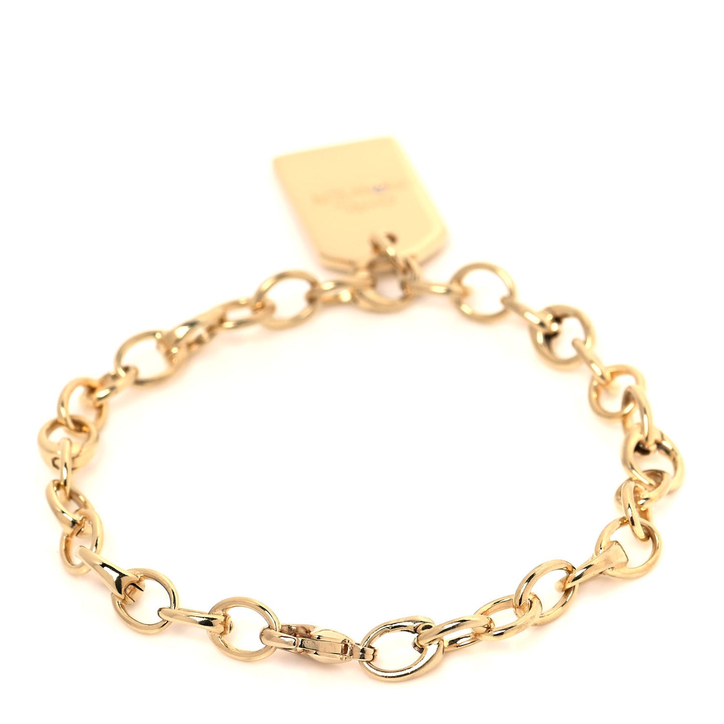18K Yellow Gold Diamond Clasping Link Girl Power Charm Bracelet