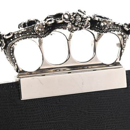 Alexander McQueen Calfskin Lizard Embossed Knuckle Flat Clutch Black 12 of 12