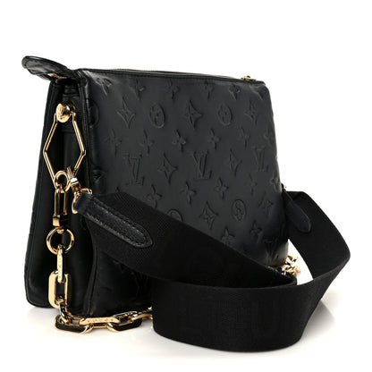 Louis Vuitton Lambskin Embossed Monogram Coussin PM Black 3 of 11