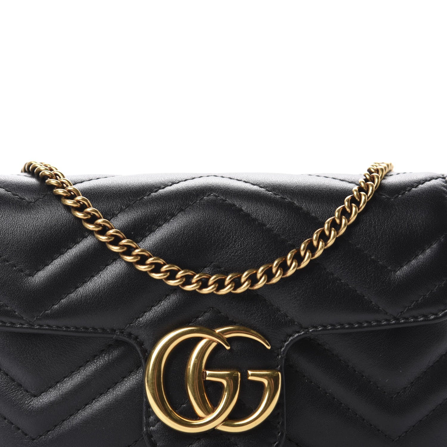 Gucci Calfskin Matelasse Super Mini GG Marmont Shoulder Bag Black 10 of 11