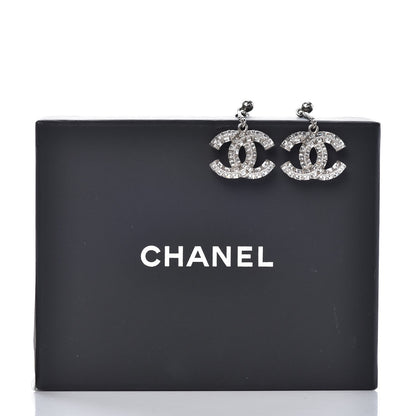 Chanel Baguette Crystal CC Drop Earrings Silver 4 of 4