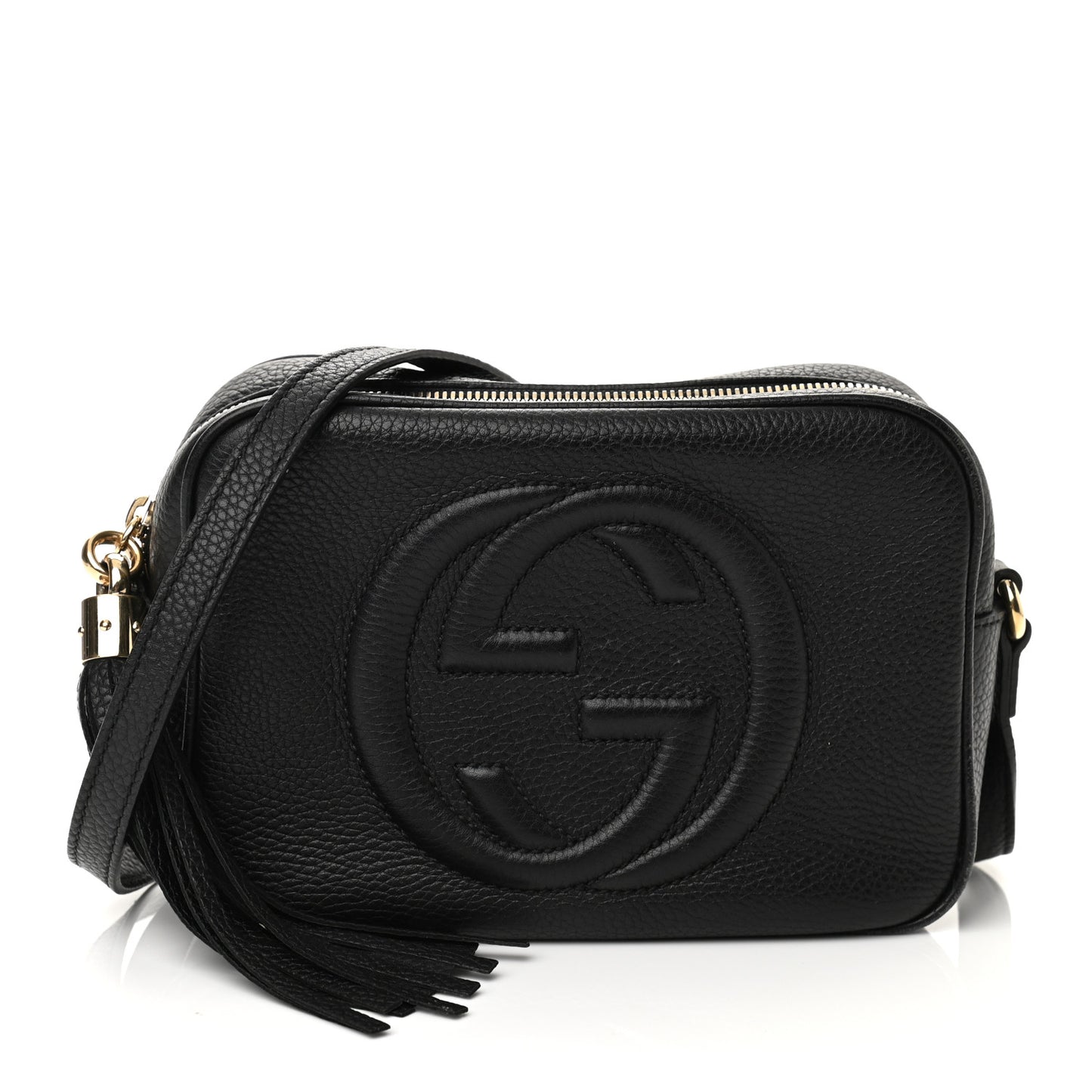 Pebbled Calfskin Small Soho Disco Bag Black