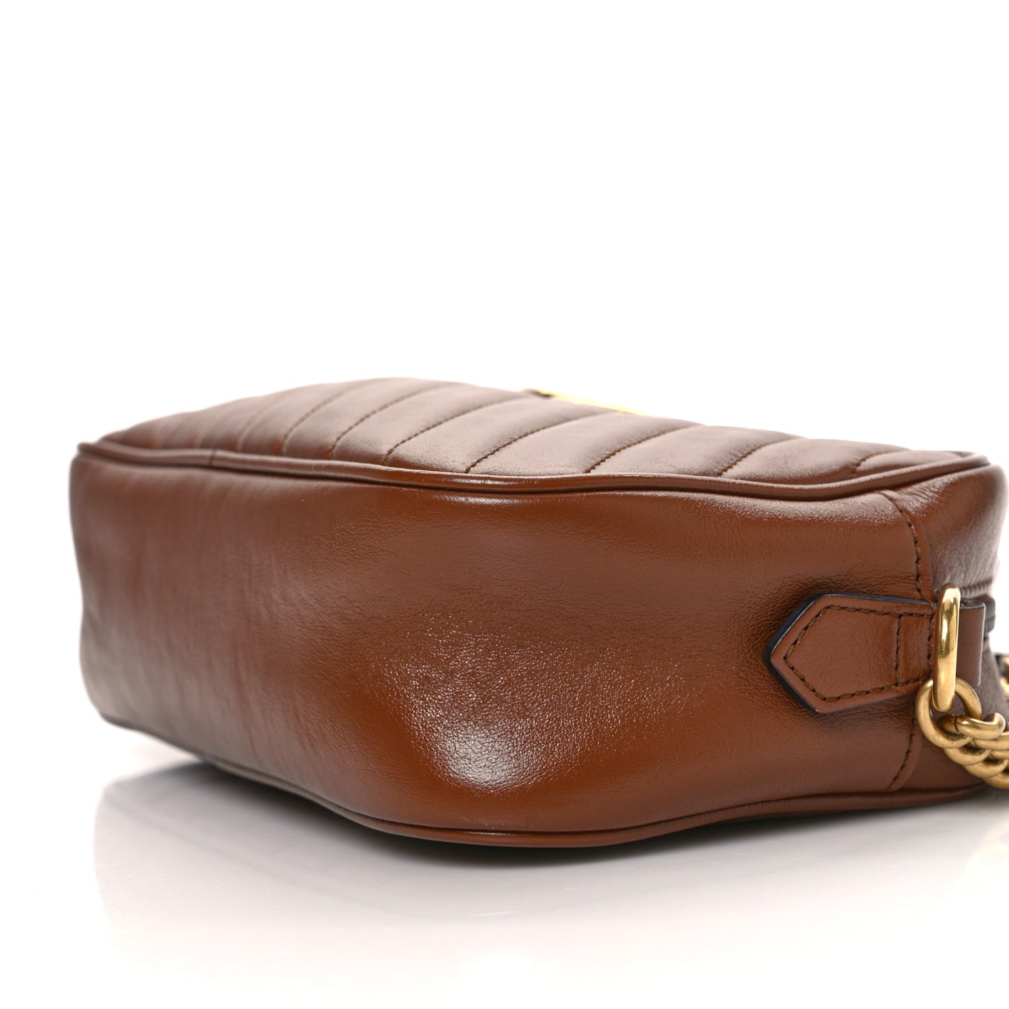 Glazed Calfskin Matelasse Diagonal Small GG Marmont Chain Shoulder Bag Cuir