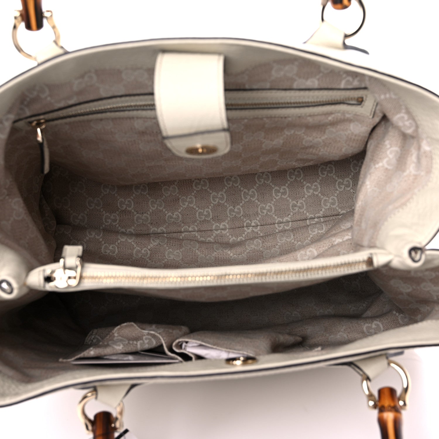 Gucci Grained Calfskin Medium Diana Bamboo Top Handle Tote Ivory 4 of 13