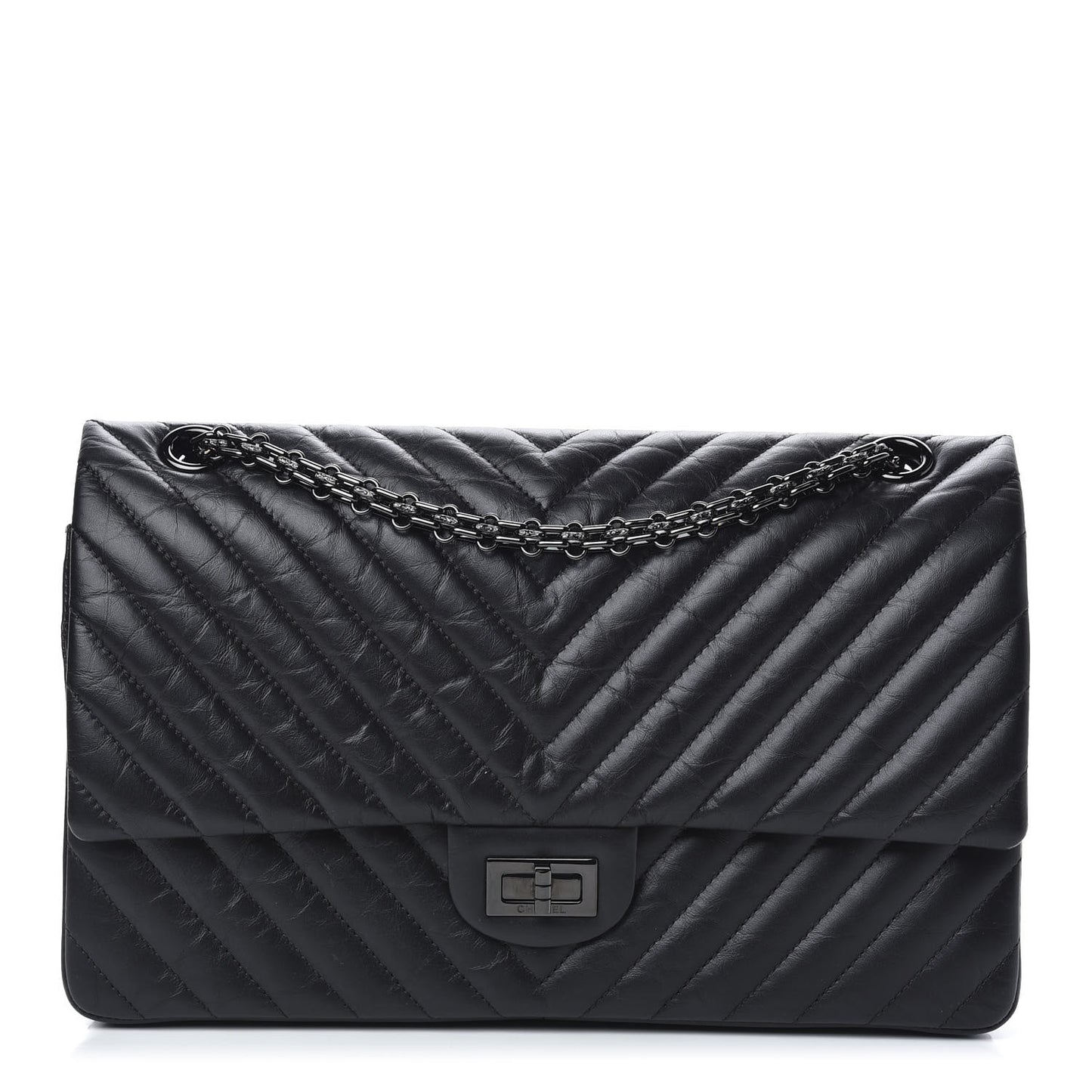 Aged Calfskin Chevron Quilted 2.55 Reissue 226 So Black