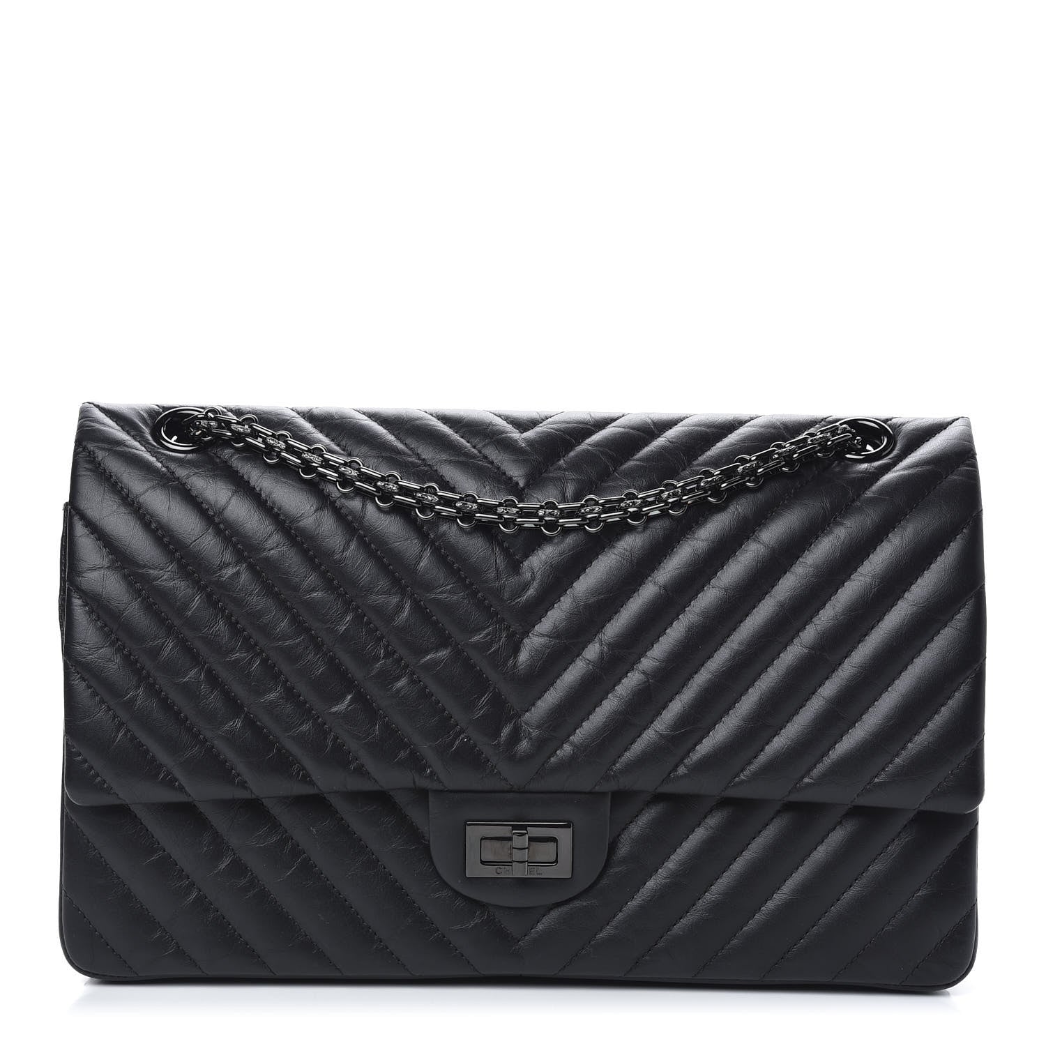 Chanel Aged Calfskin Chevron Quilted 2.55 Reissue 226 So Black 1 of 14