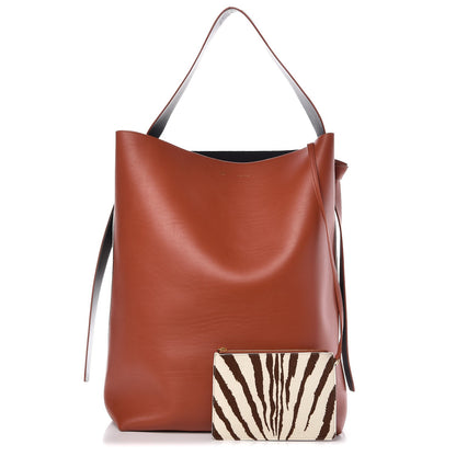 Celine Smooth Calfskin Felt Zebra Printed Oversized Twisted Cabas Chalk Brick 1 of 12