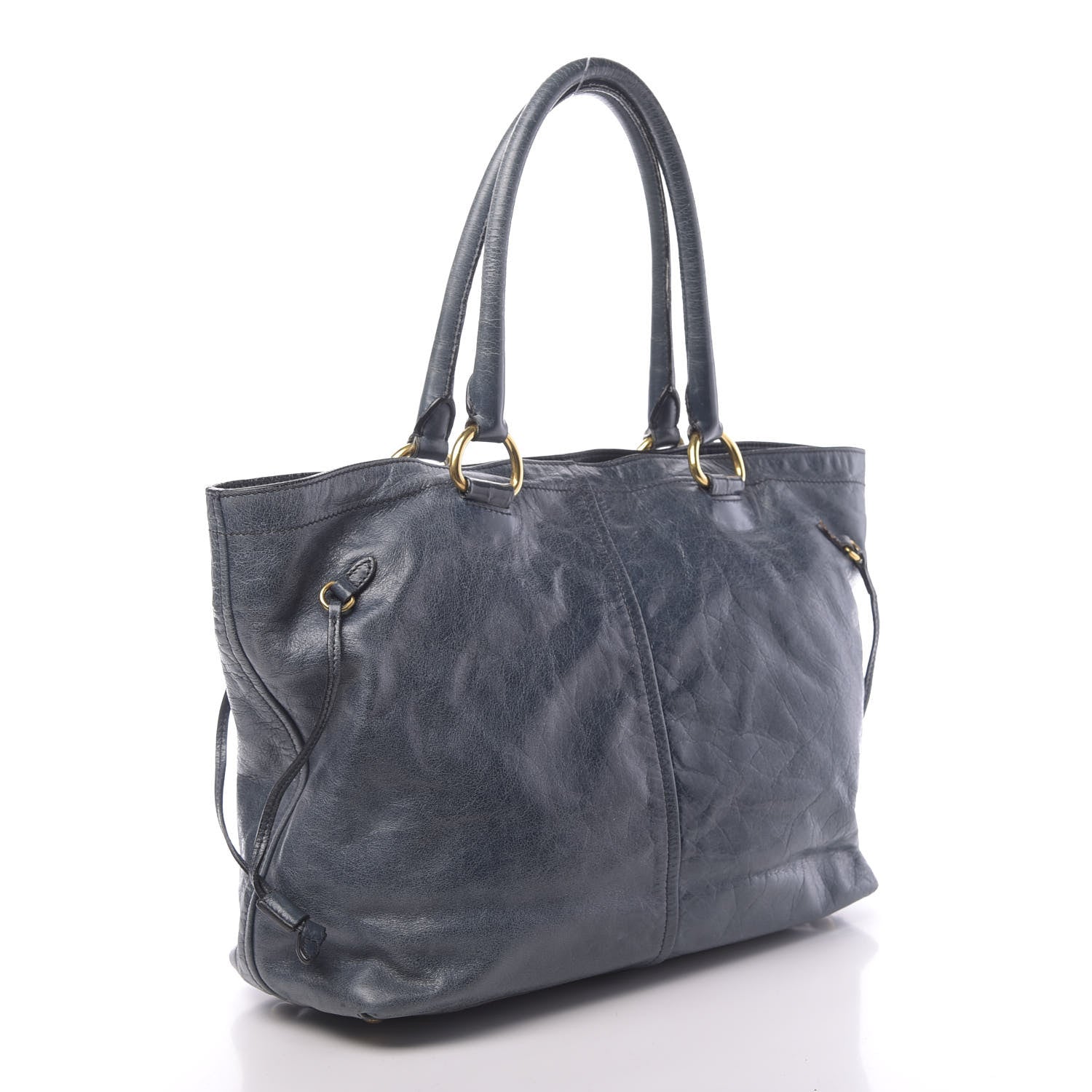 Prada Vitello Shine Tote Denim 3 of 21