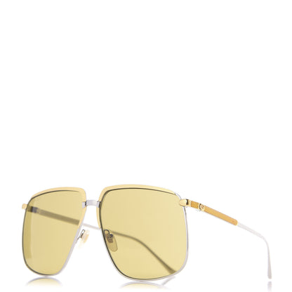 Gucci Metal Aviator Sunglasses GG0365S Silver Yellow 1 of 8