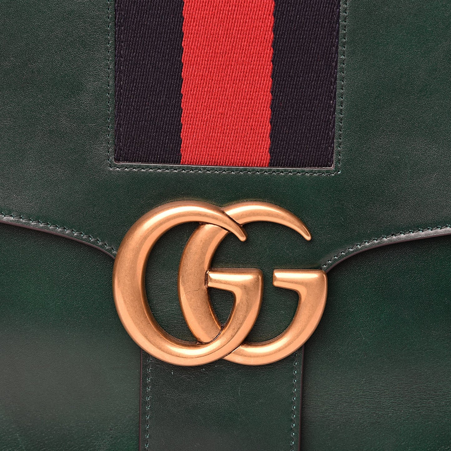 Tuscany Lux Calfskin Web GG Marmont Shoulder Bag Verde