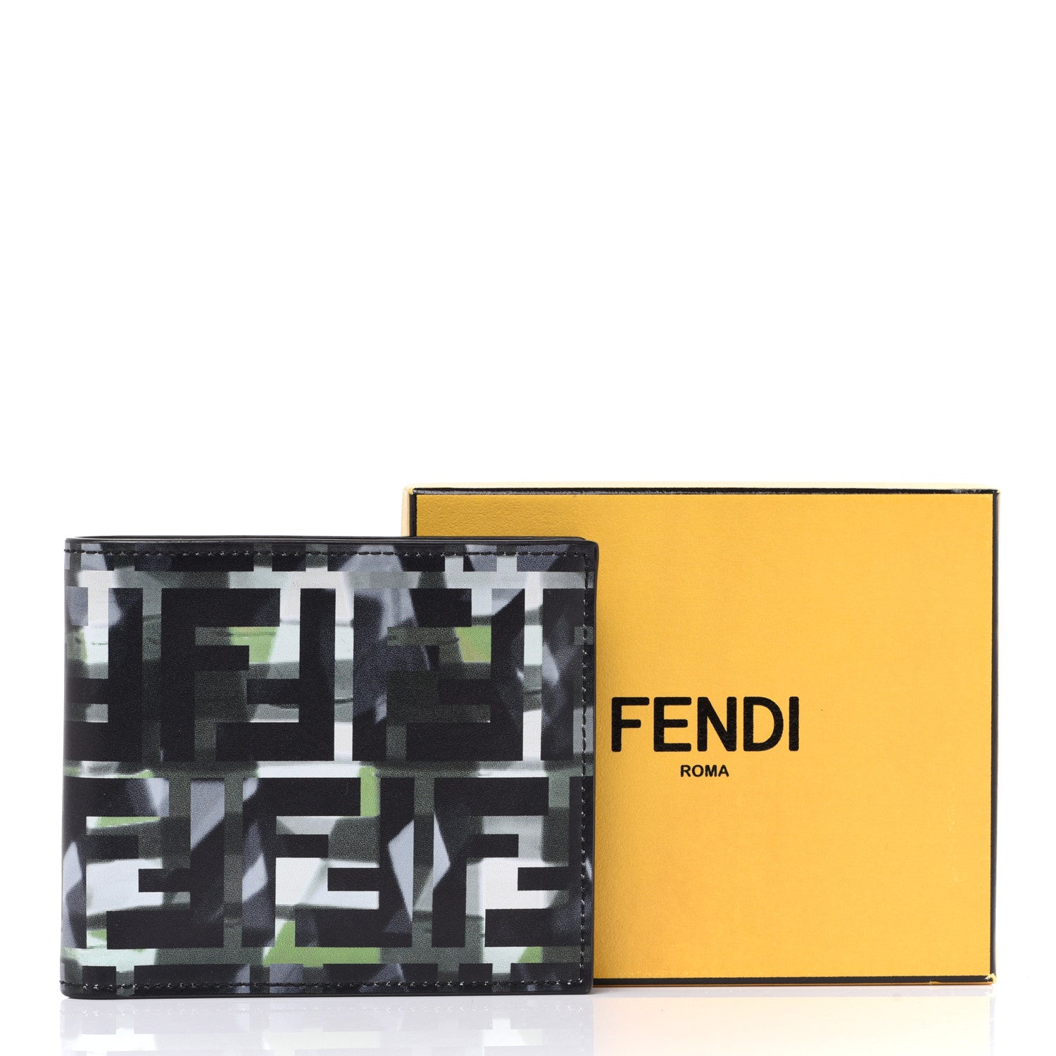 Fendi Vitello CamouFF Bi-Fold Wallet Black Multicolor 9 of 9