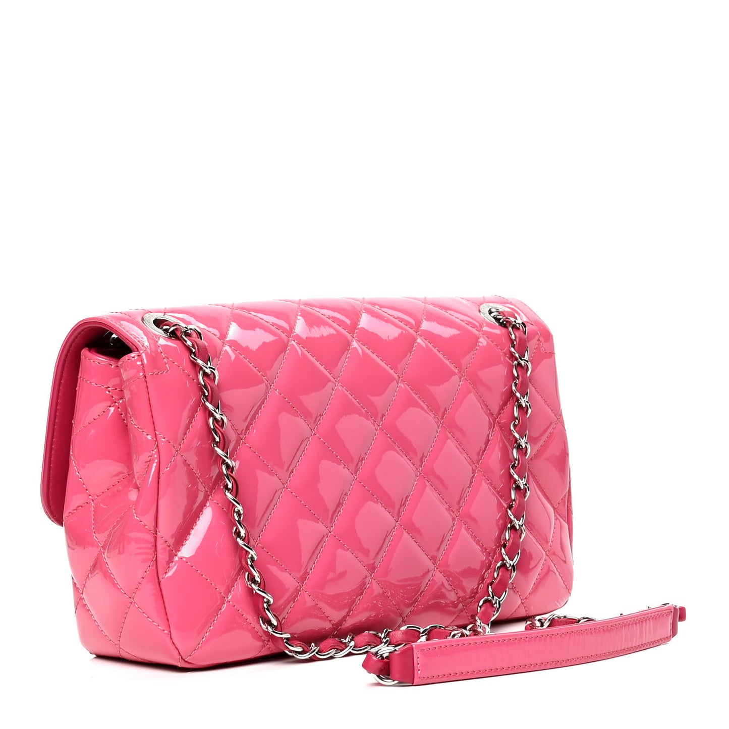 Patent Quilted Large Coco Shine Flap Pink