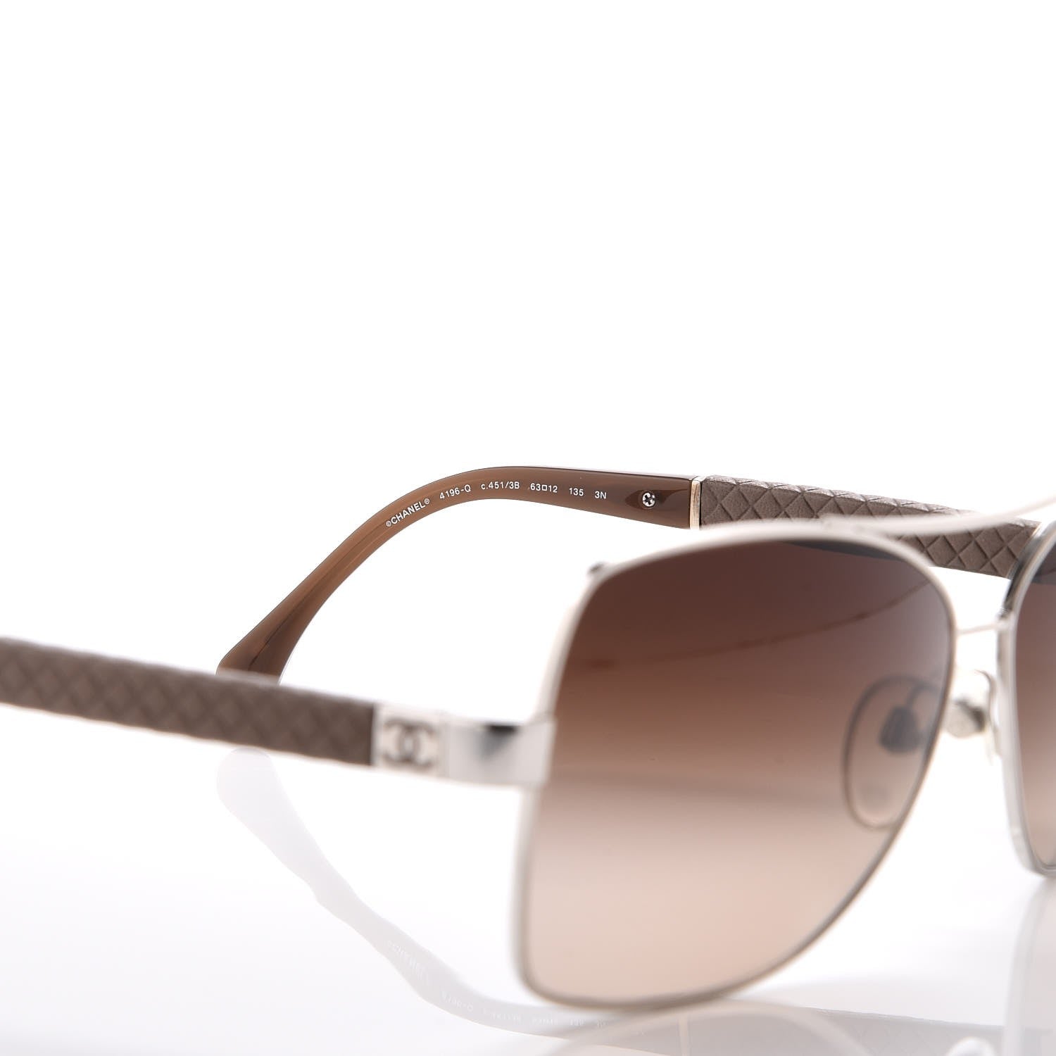 Chanel Lambskin Quilted CC Aviator Sunglasses 4196-Q Silver Taupe 6 of 7
