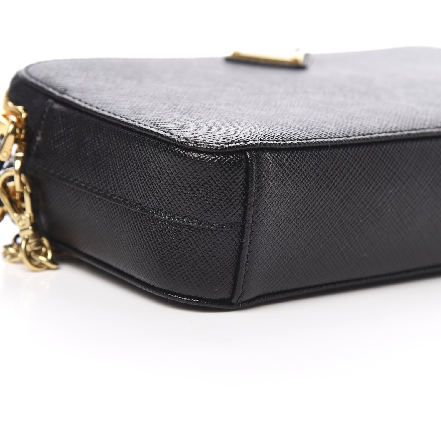 Prada Saffiano Lux Mini Double Zip Chain Crossbody Bag Black 10 of 12
