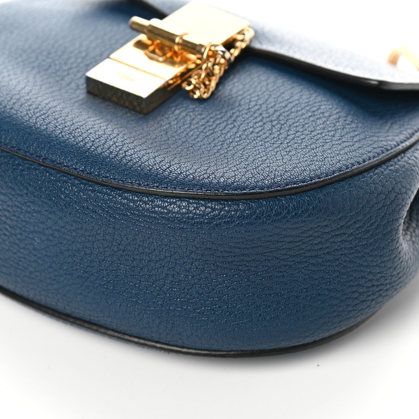 Grained Lambskin Mini Drew Shoulder Bag Royal Navy