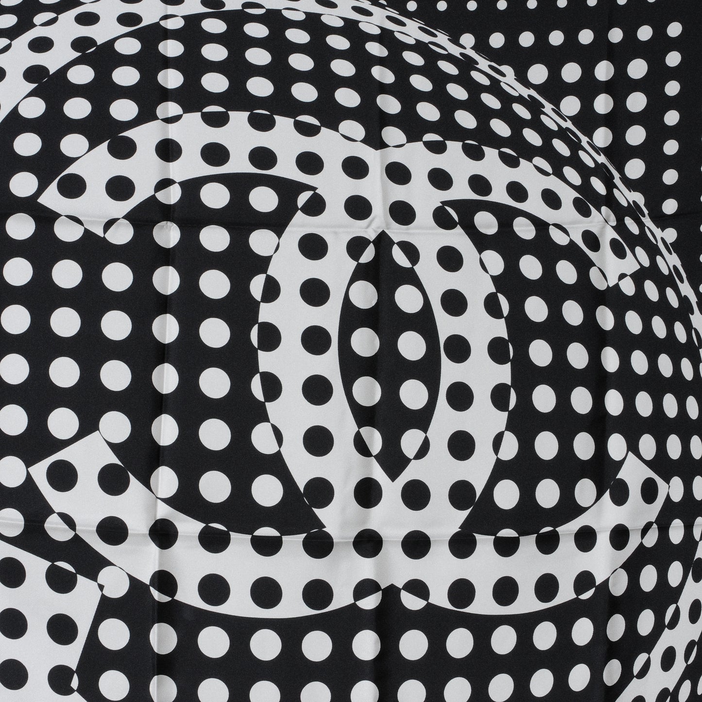 Silk Polka Dot CC Scarf Black White Red
