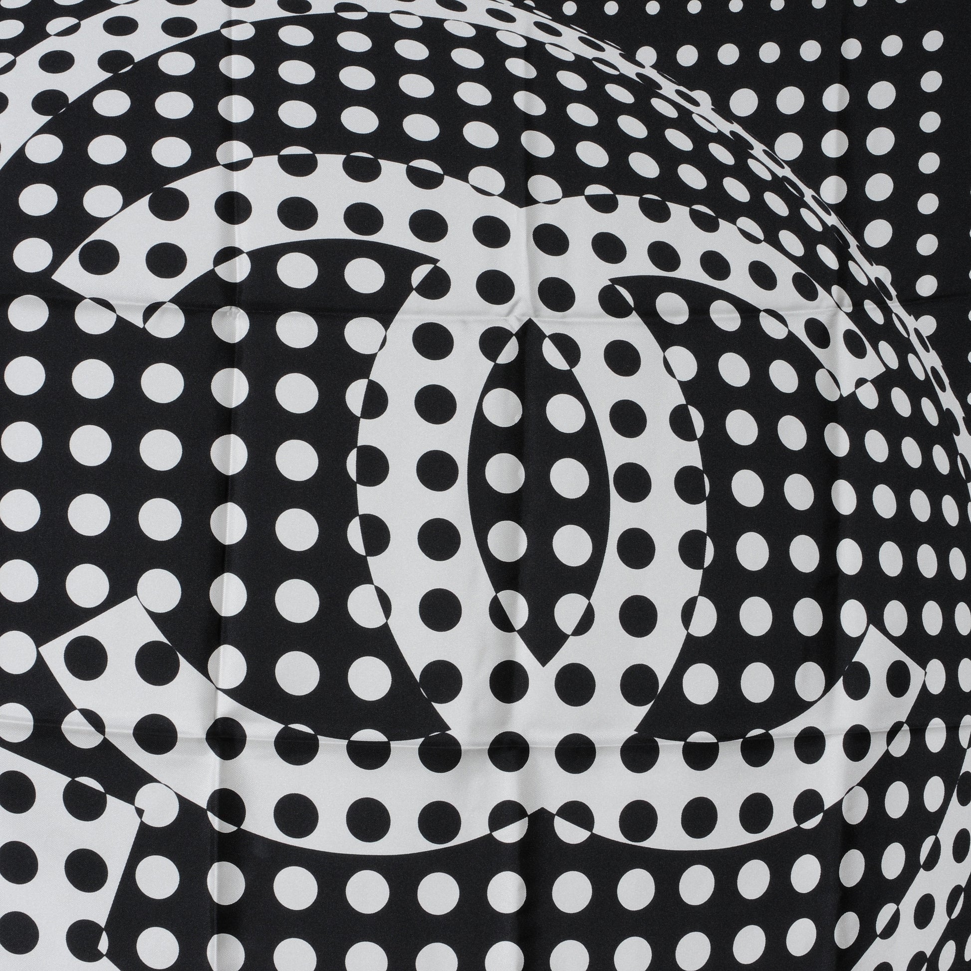 Chanel Silk Polka Dot CC Scarf Black White Red 4 of 7