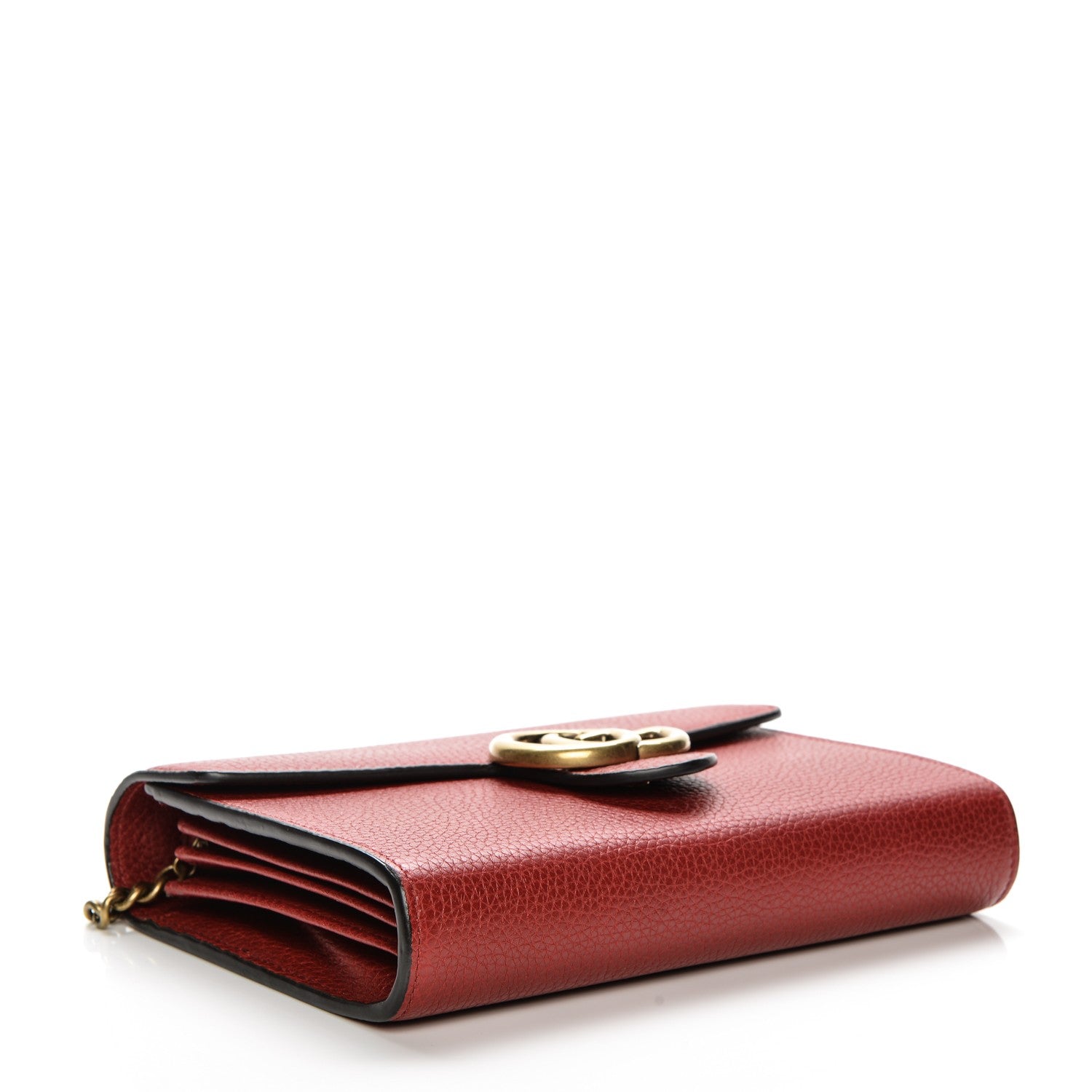 Gucci Calfskin GG Marmont Chain Wallet Vulcanic Red 4 of 7