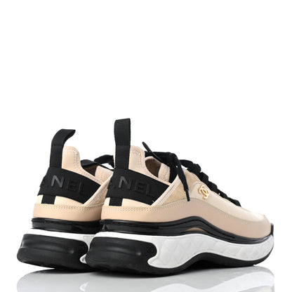 Chanel Velvet Calfskin Mixed Fibers CC Sneakers 39 Beige 4 of 9