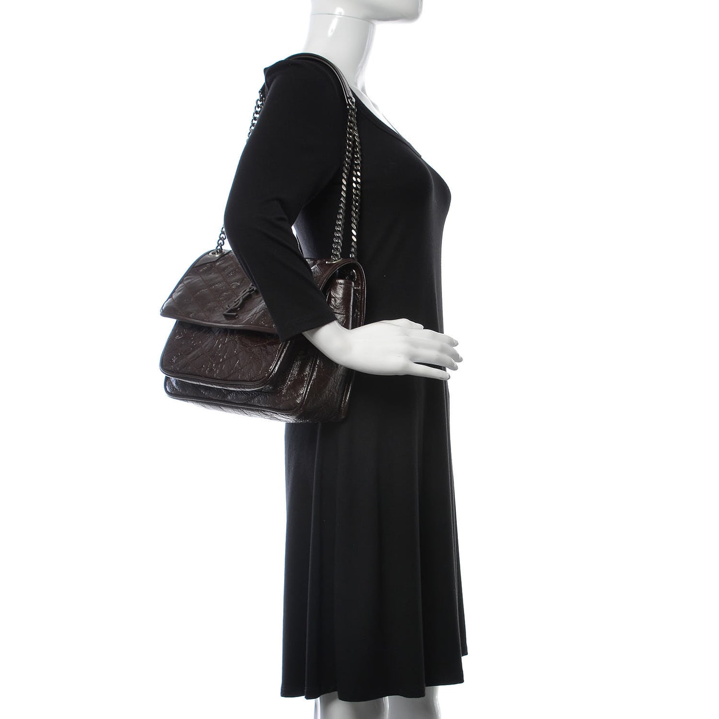 Crinkled Calfskin Matelasse Monogram Medium Niki Chain Satchel Tulip