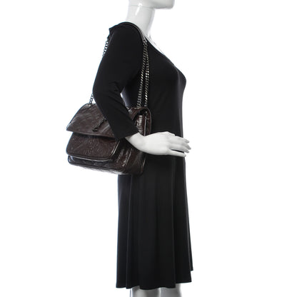 Saint Laurent Crinkled Calfskin Matelasse Monogram Medium Niki Chain Satchel Tulip 2 of 10