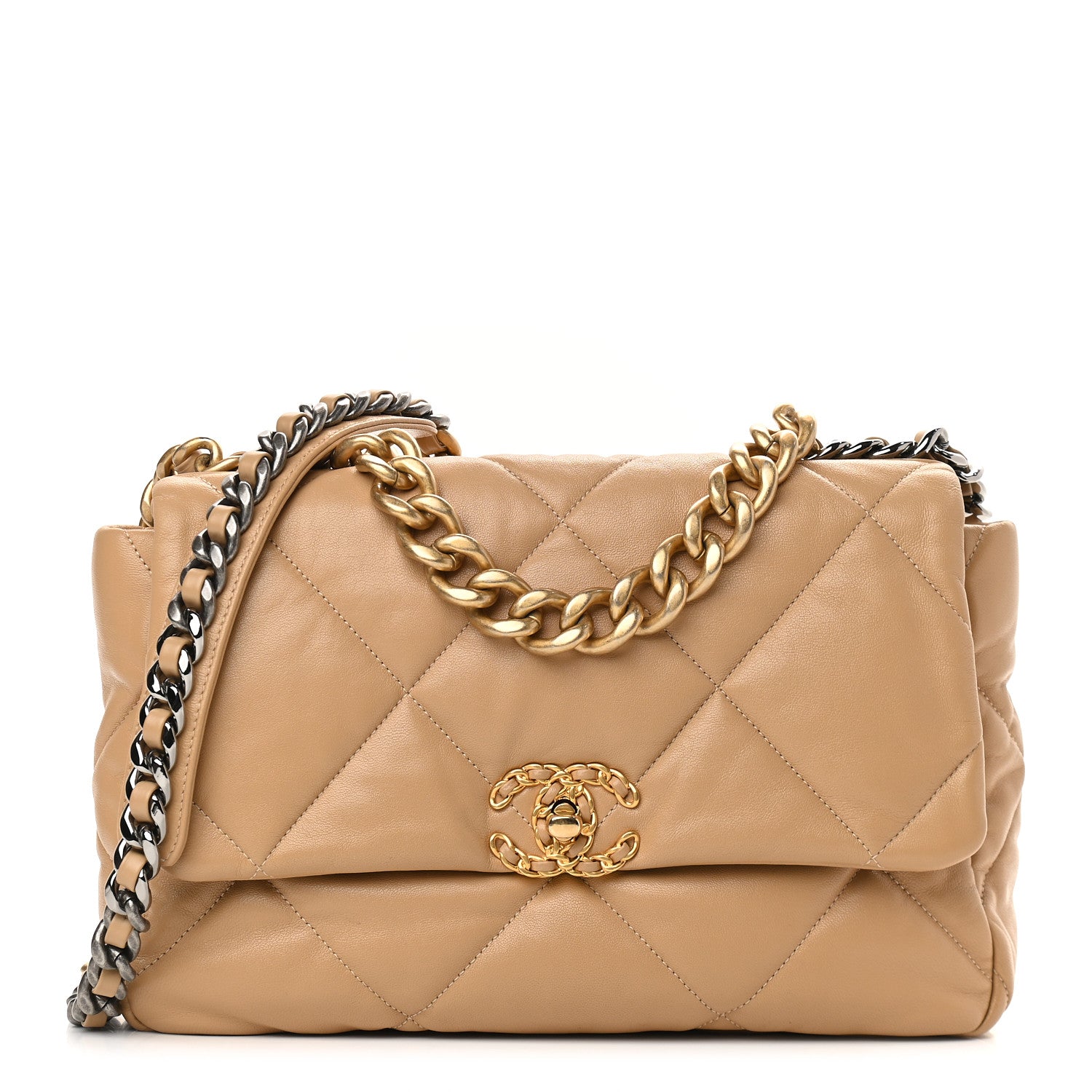 Chanel Goatskin Quilted Large Chanel 19 Flap Beige 1 of 9