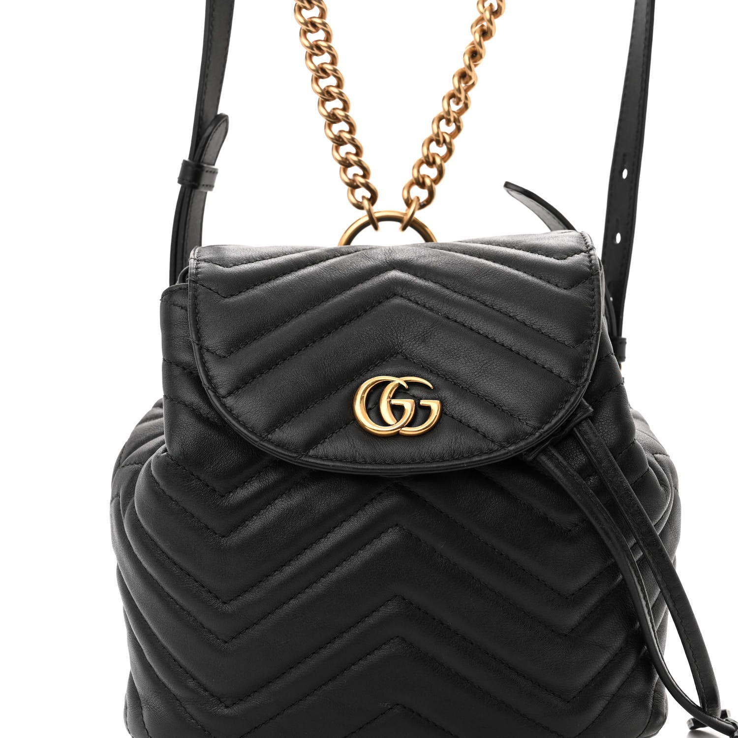 Gucci Calfskin Matelasse GG Marmont Flap Backpack Black 7 of 14