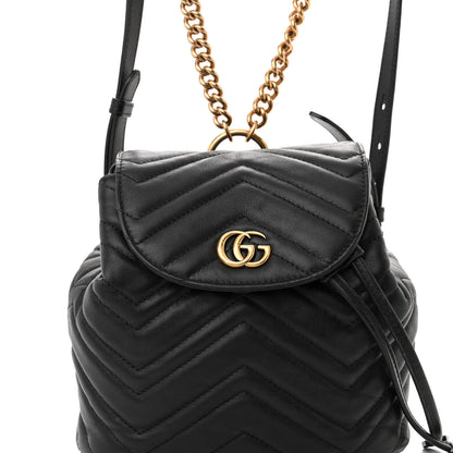 Gucci Calfskin Matelasse GG Marmont Flap Backpack Black 7 of 14