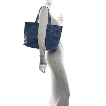 Gucci Guccissima Medium Zippered Shopping Tote Blue 2 of 10