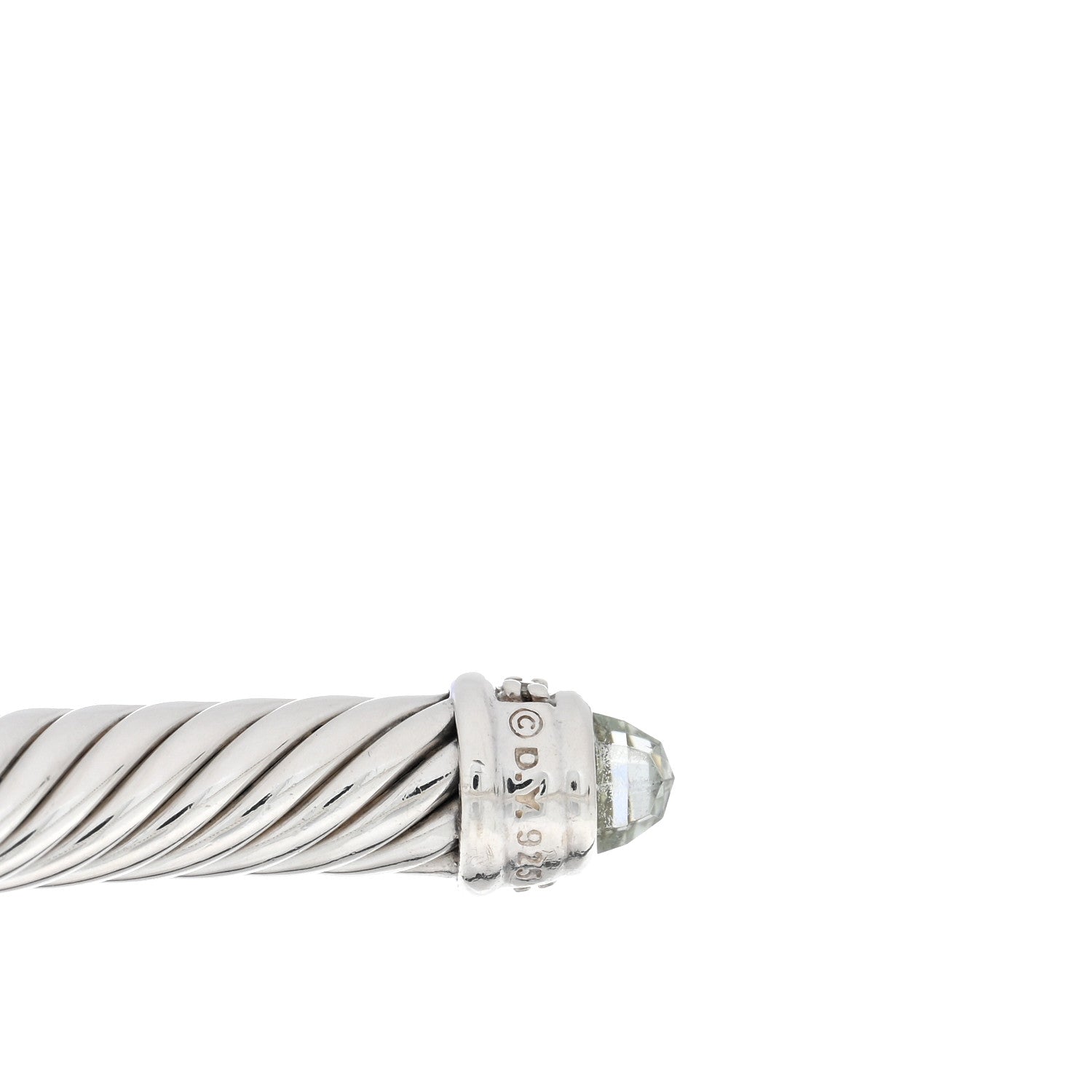 David Yurman Sterling Silver Diamond Prasiolite 5mm Cable Classics Bracelet 3 of 3