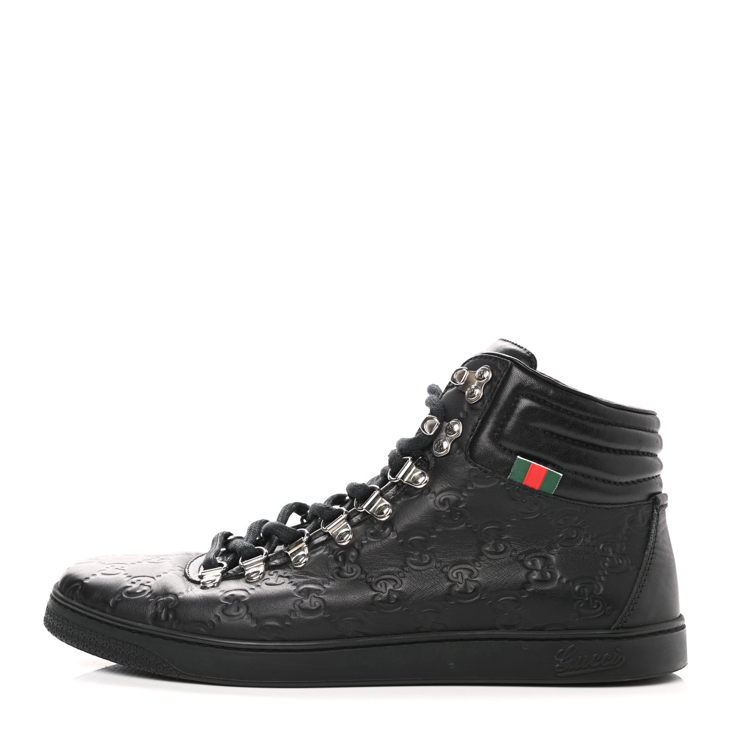 Gucci Guccissima Web High Top Sneakers 7 Black 1 of 8