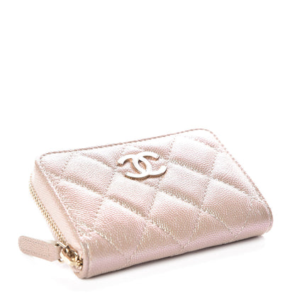 Chanel Iridescent Caviar Quilted Zip Coin Purse Beige 4 of 10