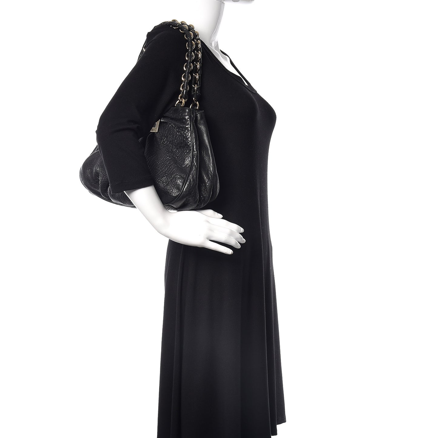 Crinkled Lambskin Small Mia Tote Black