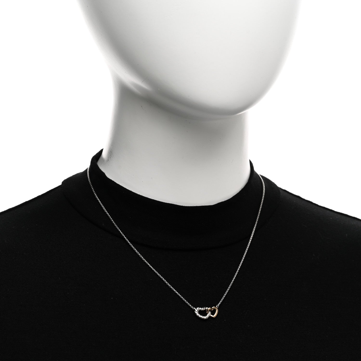 David Yurman Sterling Silver 18K Yellow Gold Belmont Heart Pendant Necklace 2 of 5