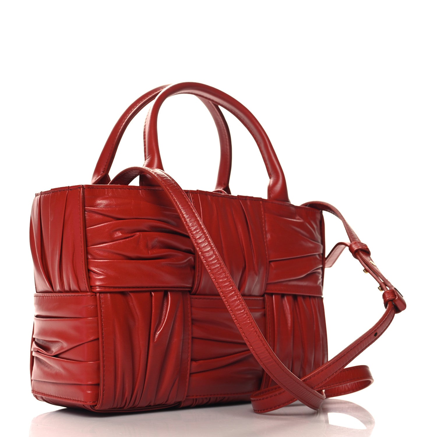 Bottega Veneta Foulard Intrecciato Pleated Mini Arco Tote Red 4 of 10