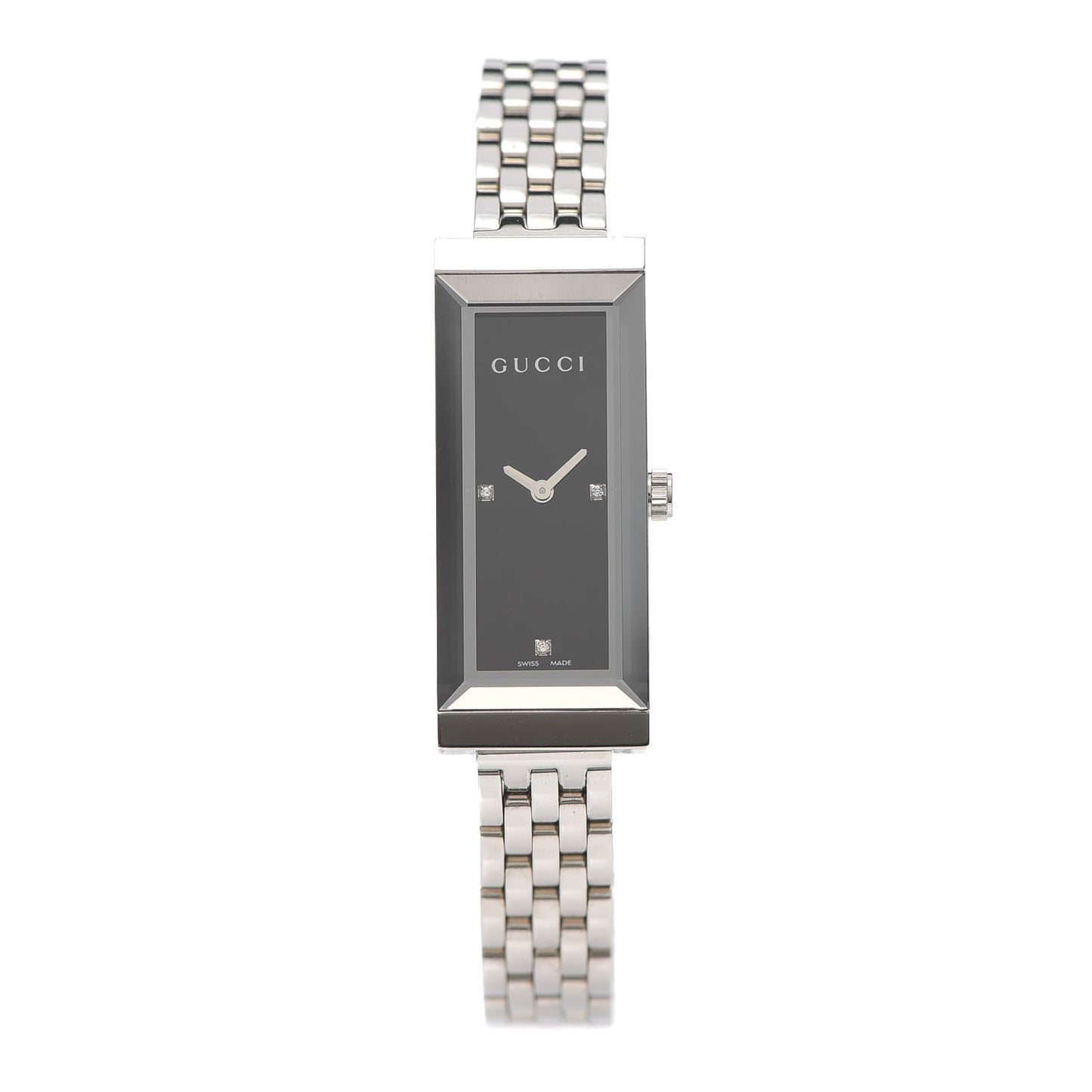 Stainless Steel Diamond 14mm G-Frame Quartz Watch Black