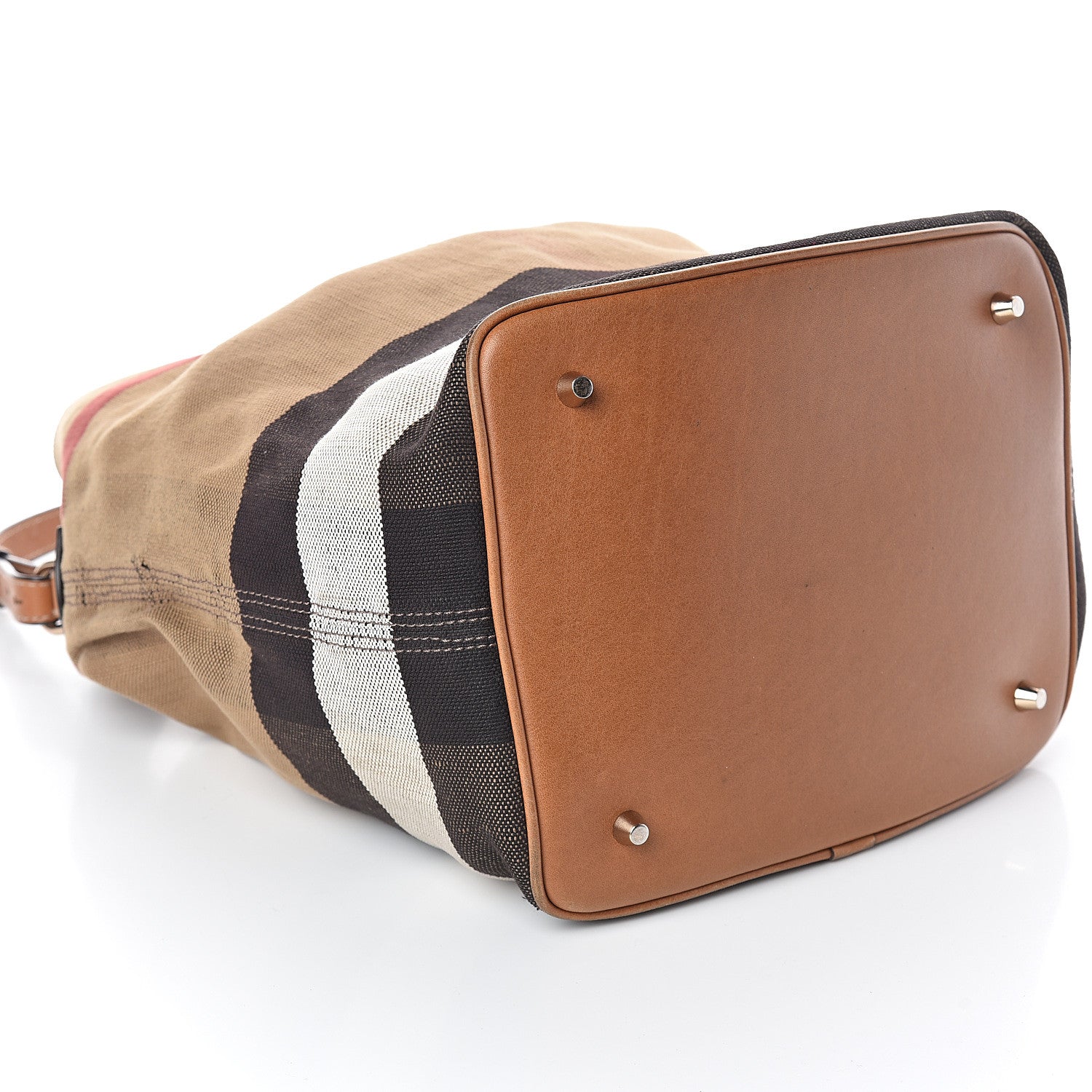Burberry Canvas Mega Check Medium Ashby Hobo Saddle Brown 10 of 10